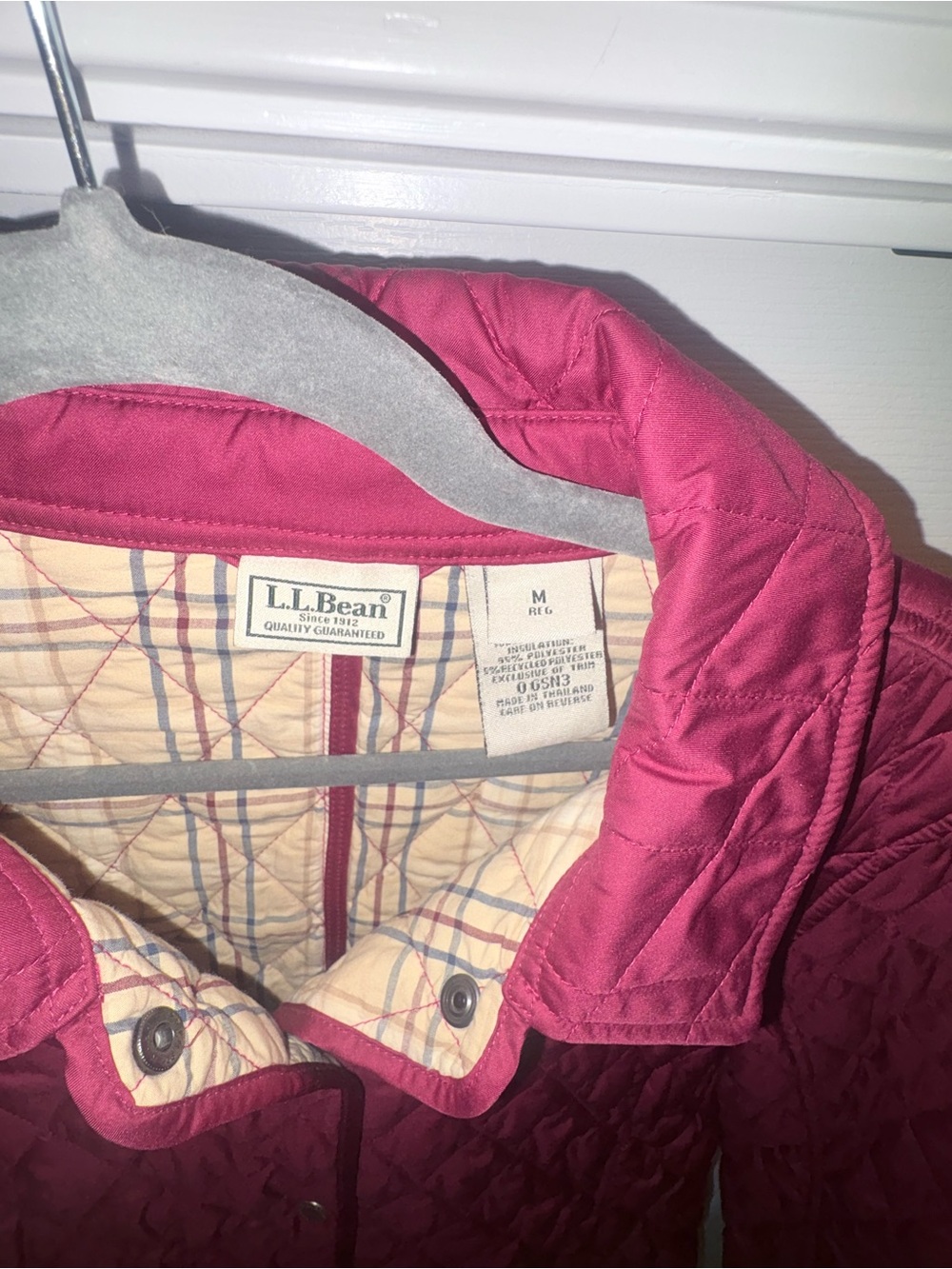 L.L. Bean Quilted Snap-Front Jacket in Deep Raspberry - Picture 3 of 8